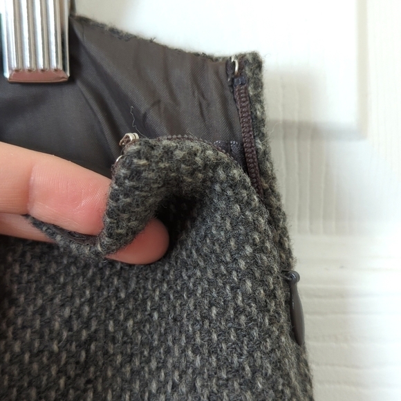 Lauren Ralph Lauren Wool Blend Knit Mid Waist Straight Knee Length Skirt Gray 8 - Picture 6 of 12